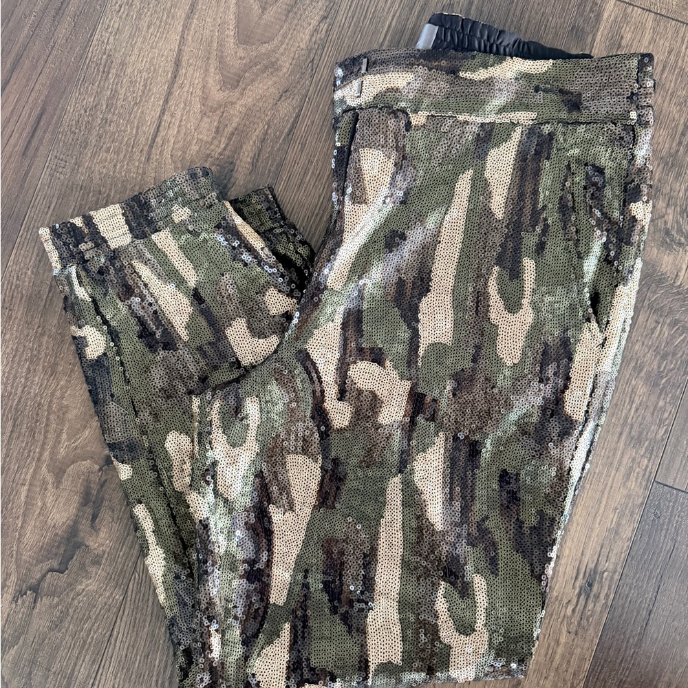 Anthropologie Sequin Camo Jogger Pants